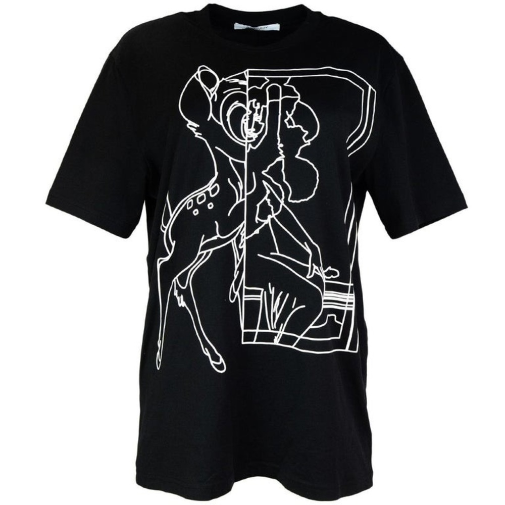 EUC Unisex Givenchy X Disney Bambi Print Oversized Graphic T-shirt In Black